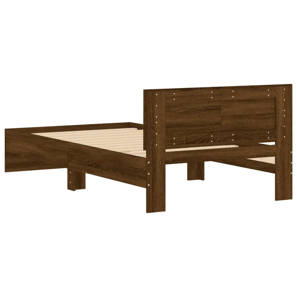 Letto singolo | Letto per adulti | Giroletto senza Materasso con Testiera Rovere Marrone 100x200cm - Image 7