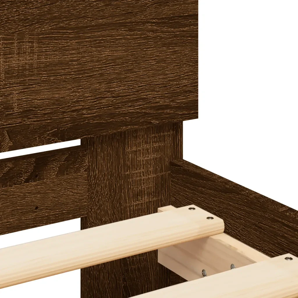 Letto singolo | Letto per adulti | Giroletto senza Materasso con Testiera Rovere Marrone 100x200cm - Image 8