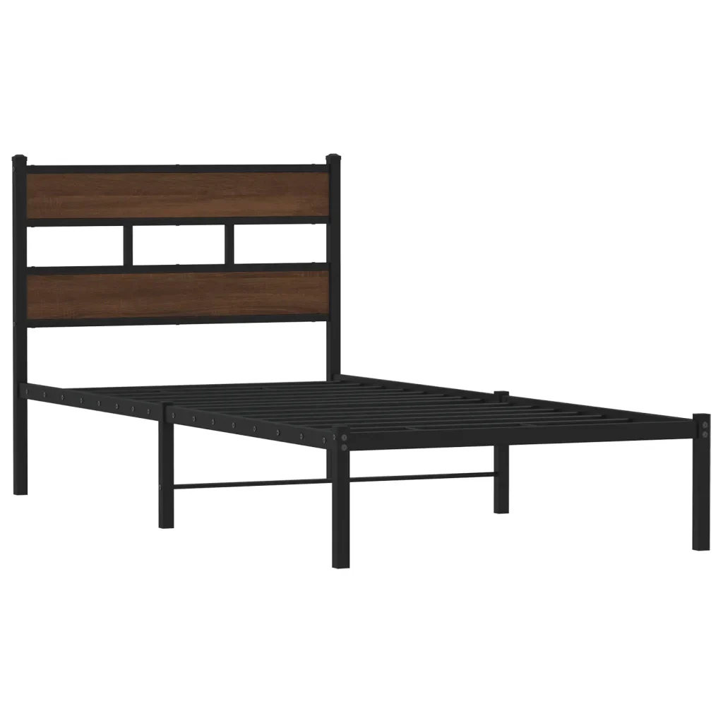 Letto singolo | Letto per adulti | Giroletto senza Materasso con Testiera Rovere Marrone 100x200cm - Image 4