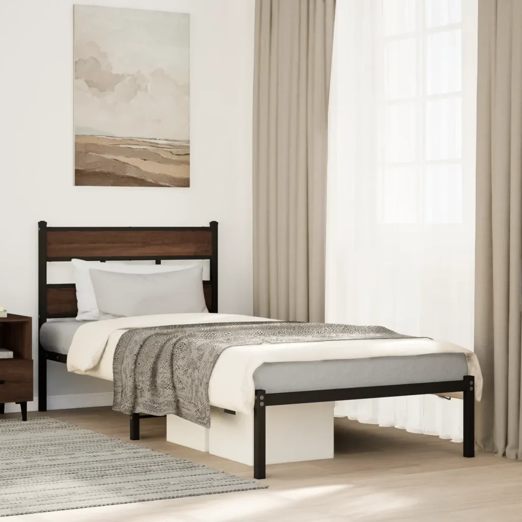 Letto singolo | Letto per adulti | Giroletto senza Materasso con Testiera Rovere Marrone 75x190 cm - Image 2