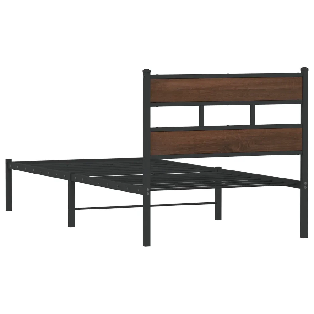 Letto singolo | Letto per adulti | Giroletto senza Materasso con Testiera Rovere Marrone 80x200 cm - Image 6