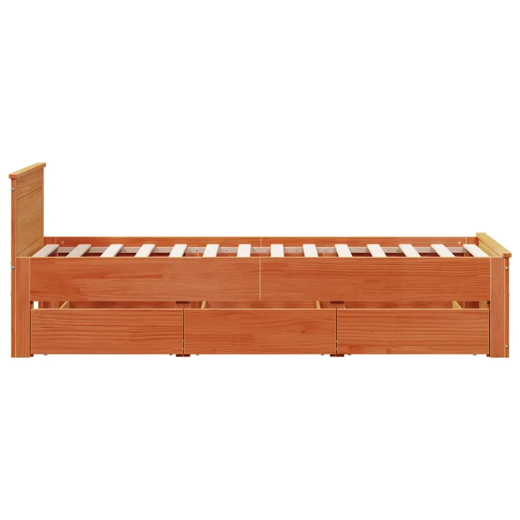 Letto singolo | Letto per adulti | Giroletto senza Materasso con Testiera Rovere Marrone 90x200 cm - Image 5