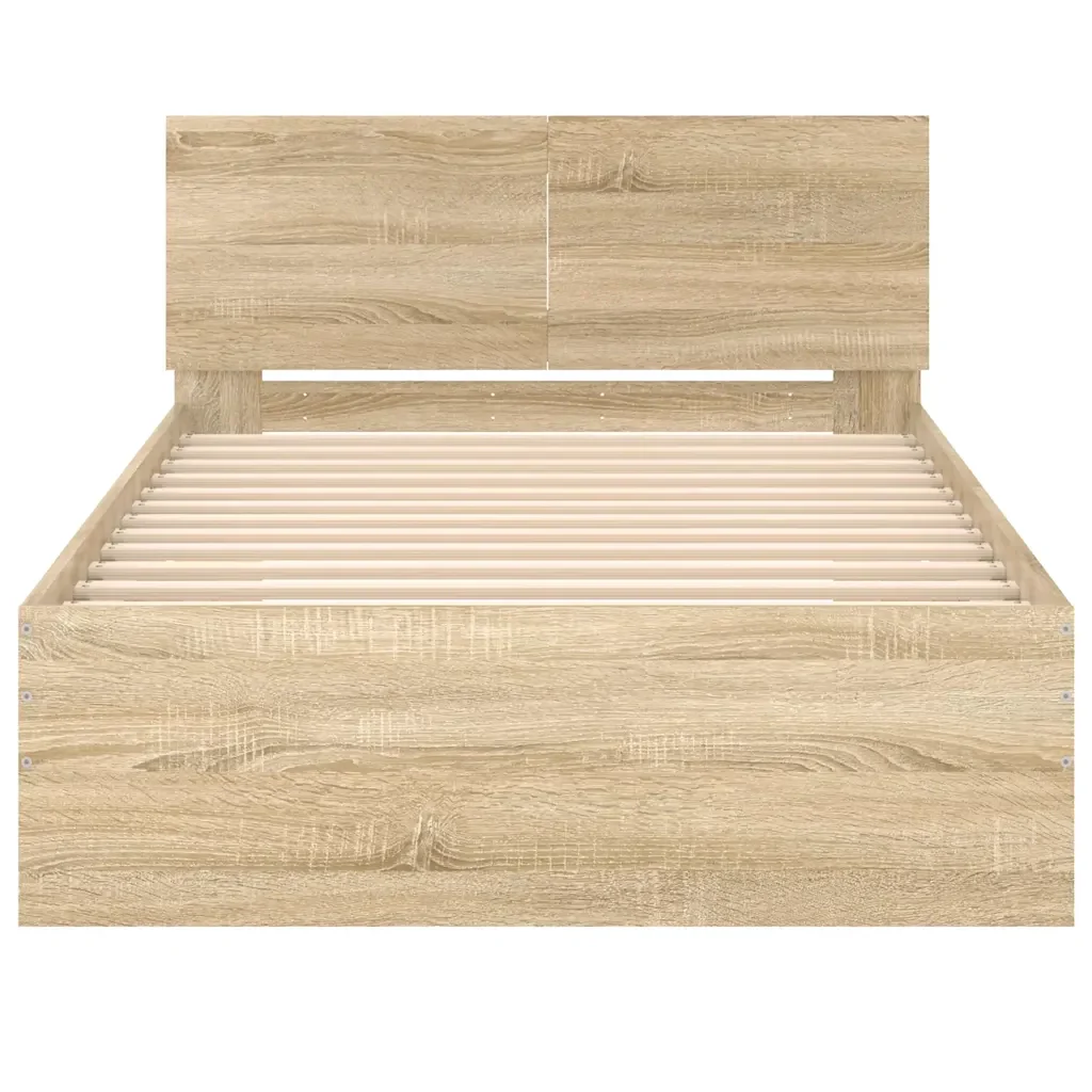 Letto singolo | Letto per adulti | Giroletto senza Materasso con Testiera Rovere Sonoma 100x200 cm - Image 5