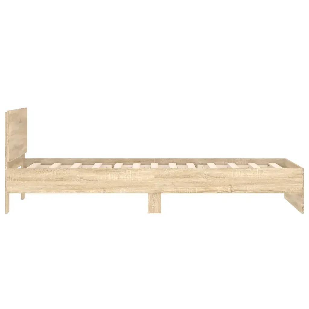 Letto singolo | Letto per adulti | Giroletto senza Materasso con Testiera Rovere Sonoma 100x200 cm - Image 6