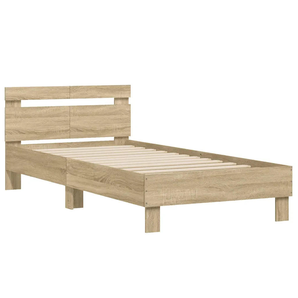 Letto singolo | Letto per adulti | Giroletto senza Materasso con Testiera Rovere Sonoma 100x200 cm - Image 3