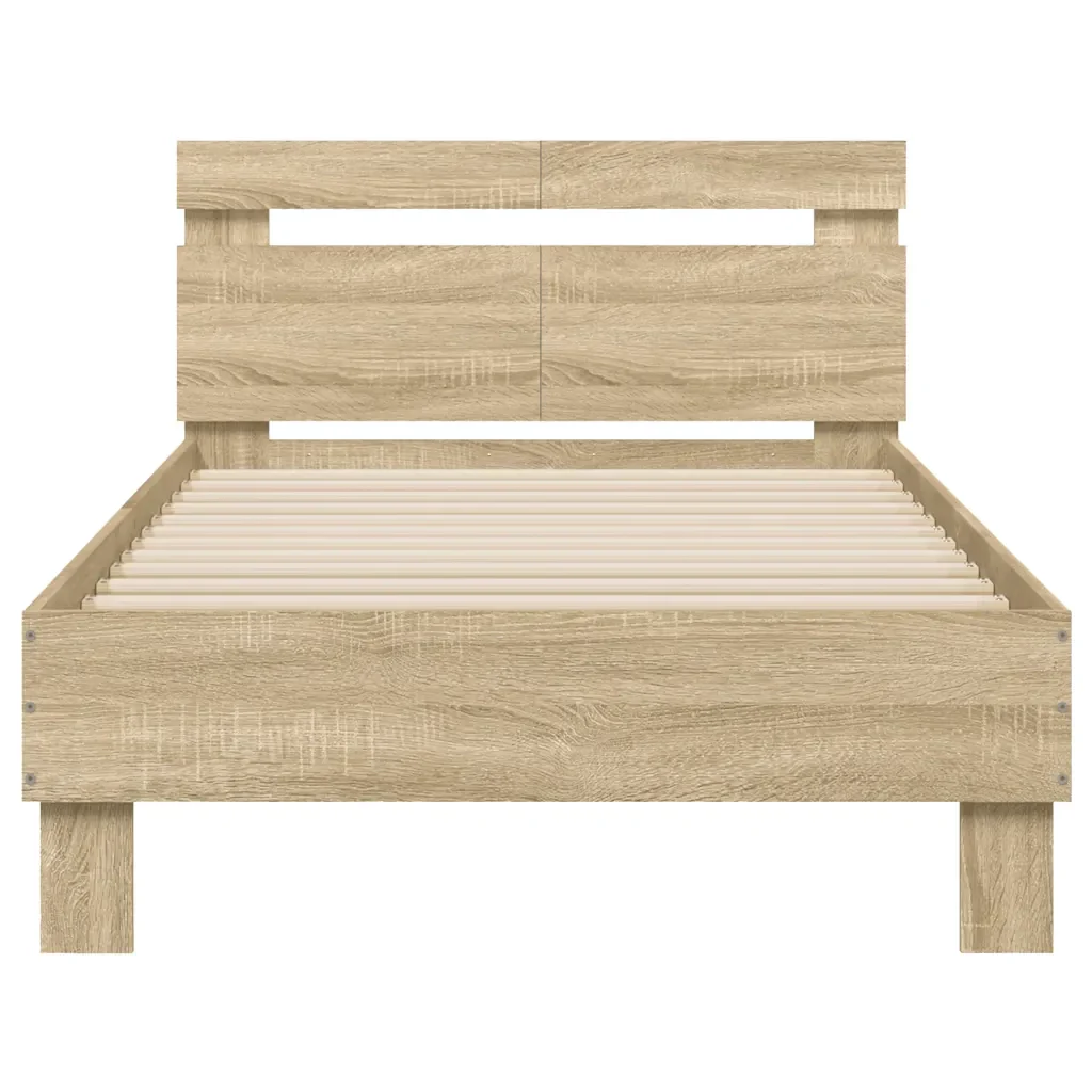 Letto singolo | Letto per adulti | Giroletto senza Materasso con Testiera Rovere Sonoma 100x200 cm - Image 5