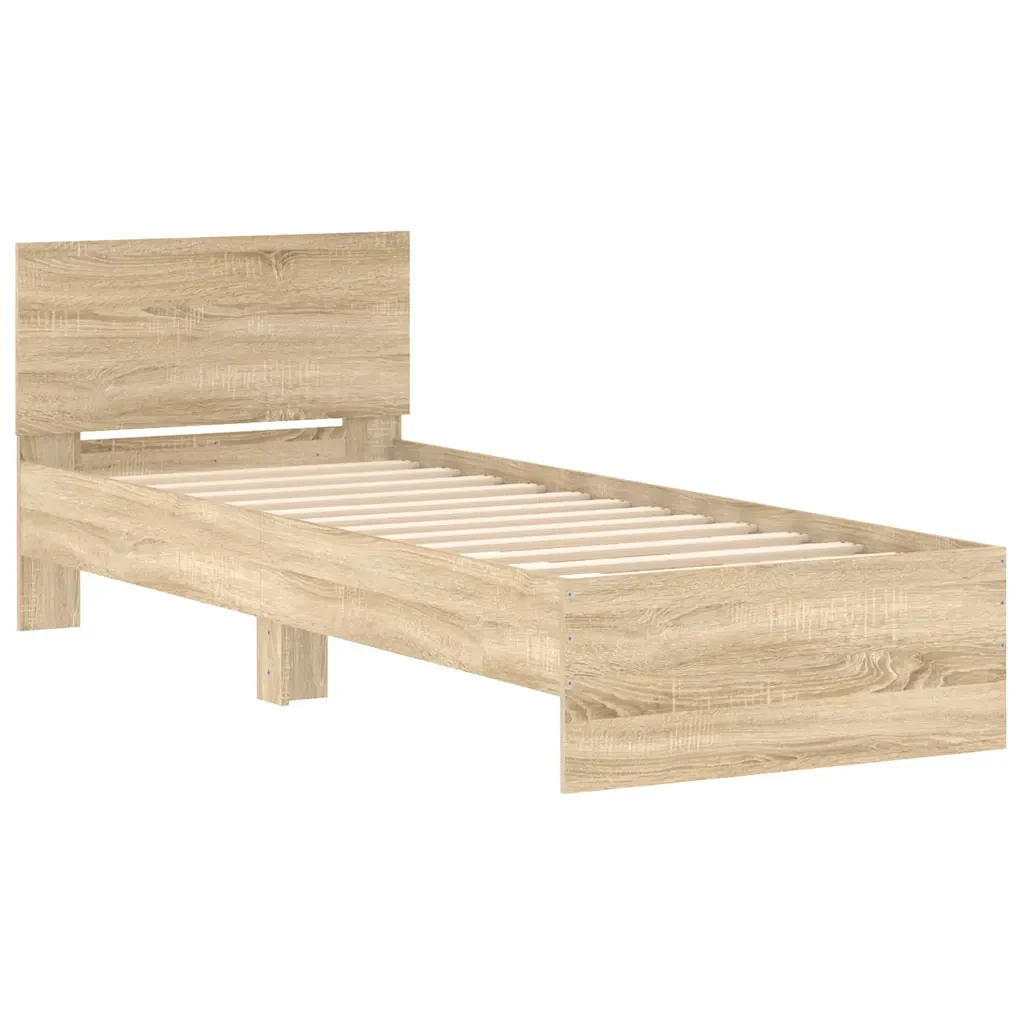 Letto singolo | Letto per adulti | Giroletto senza Materasso con Testiera Rovere Sonoma 75x190 cm - Image 4