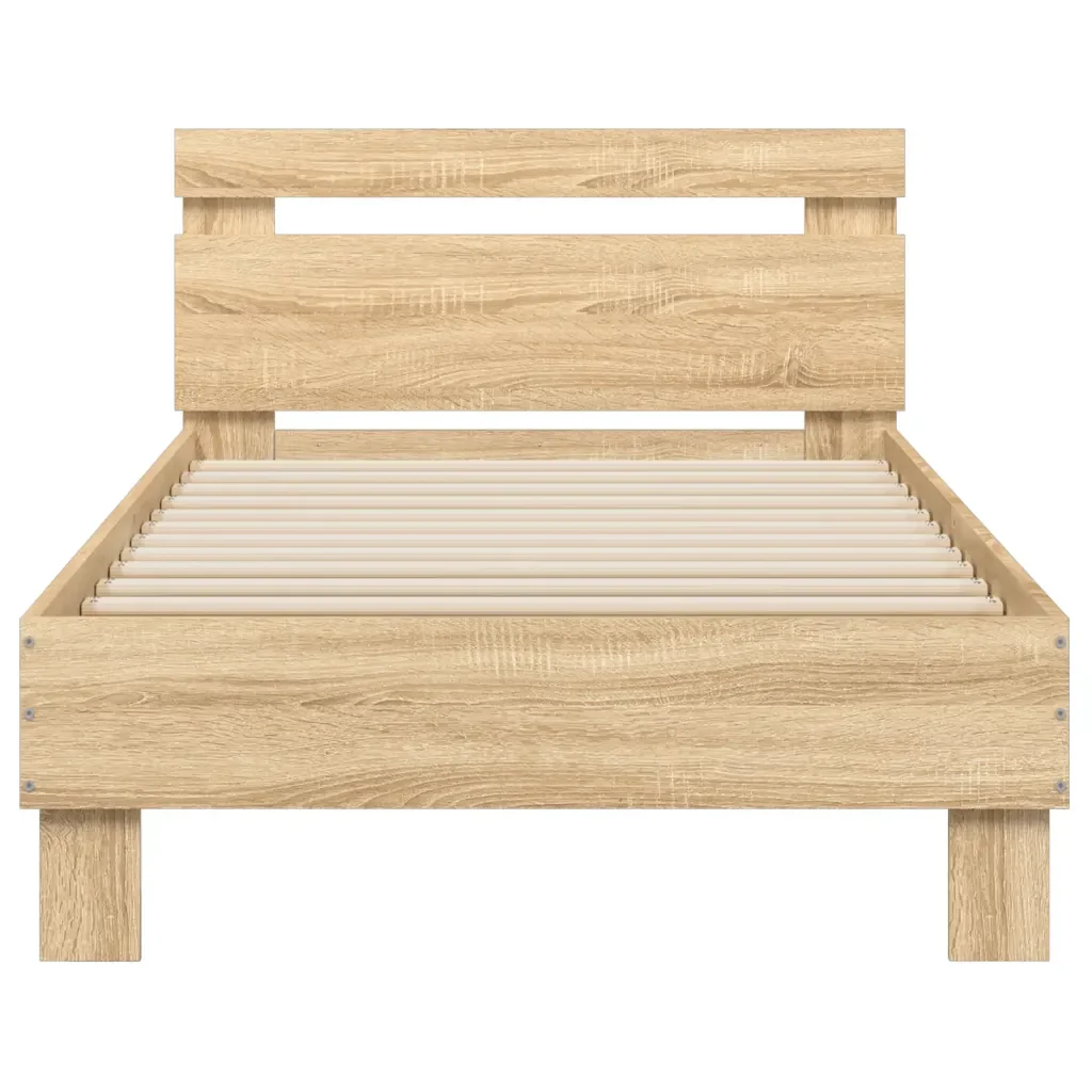 Letto singolo | Letto per adulti | Giroletto senza Materasso con Testiera Rovere Sonoma 90x190 cm - Image 5