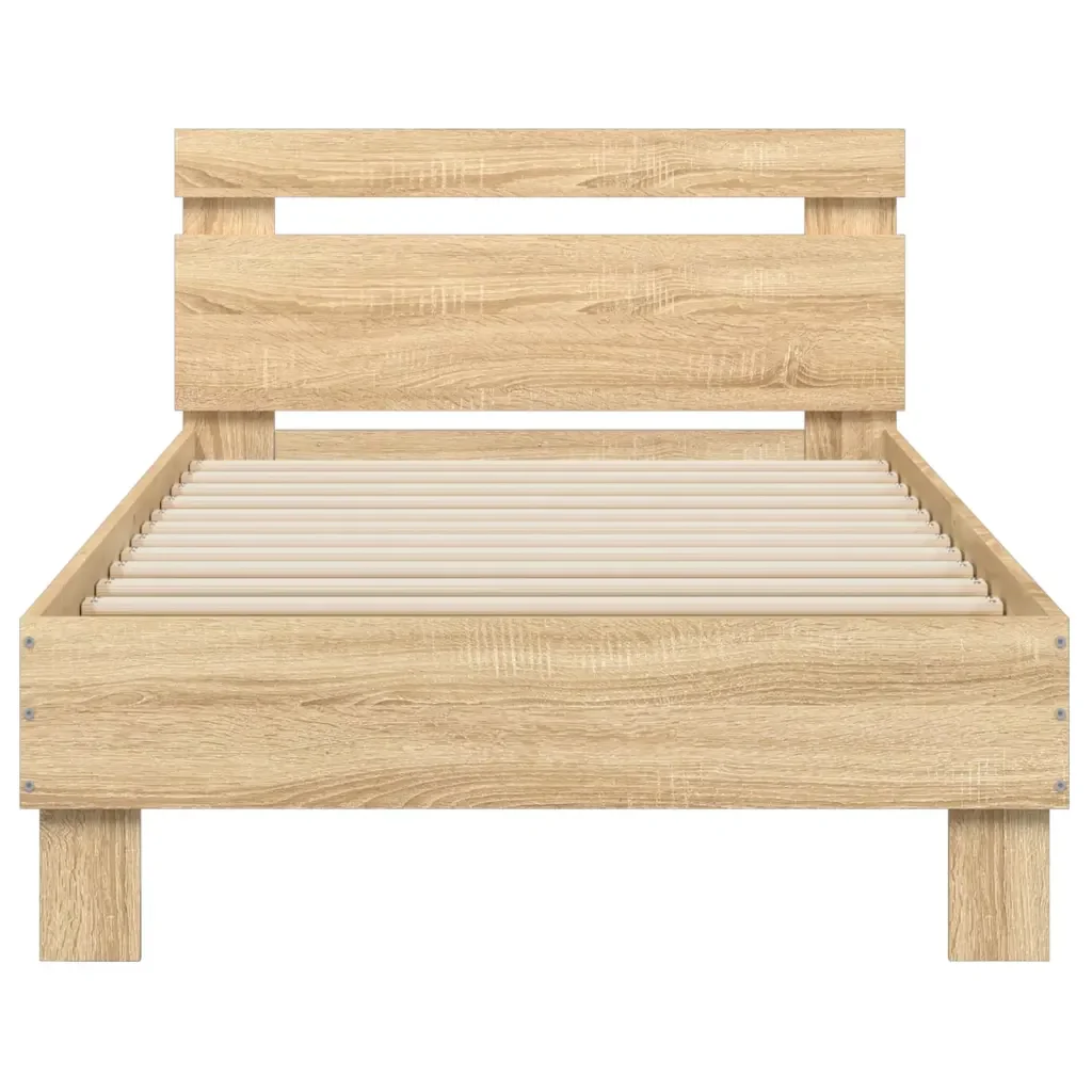 Letto singolo | Letto per adulti | Giroletto senza Materasso con Testiera Rovere Sonoma 90x200 cm - Image 5