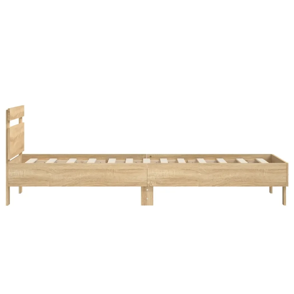 Letto singolo | Letto per adulti | Giroletto senza Materasso con Testiera Rovere Sonoma 90x200 cm - Image 6