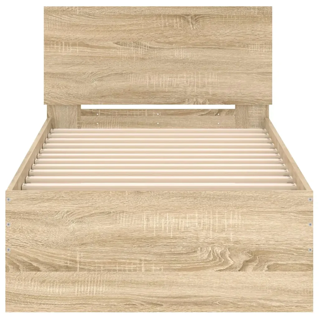 Letto singolo | Letto per adulti | Giroletto senza Materasso con Testiera Rovere Sonoma 90x200 cm - Image 5