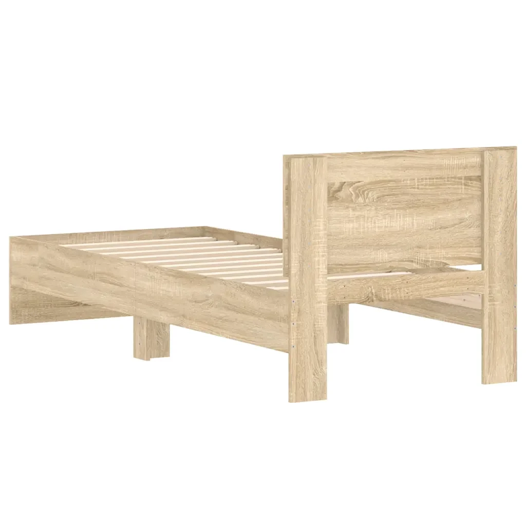 Letto singolo | Letto per adulti | Giroletto senza Materasso con Testiera Rovere Sonoma 90x200 cm - Image 7