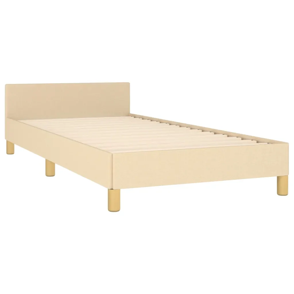 Letto singolo | Letto per adulti | Giroletto senza Materasso Crema 100x200 cm in Tessuto - Image 5
