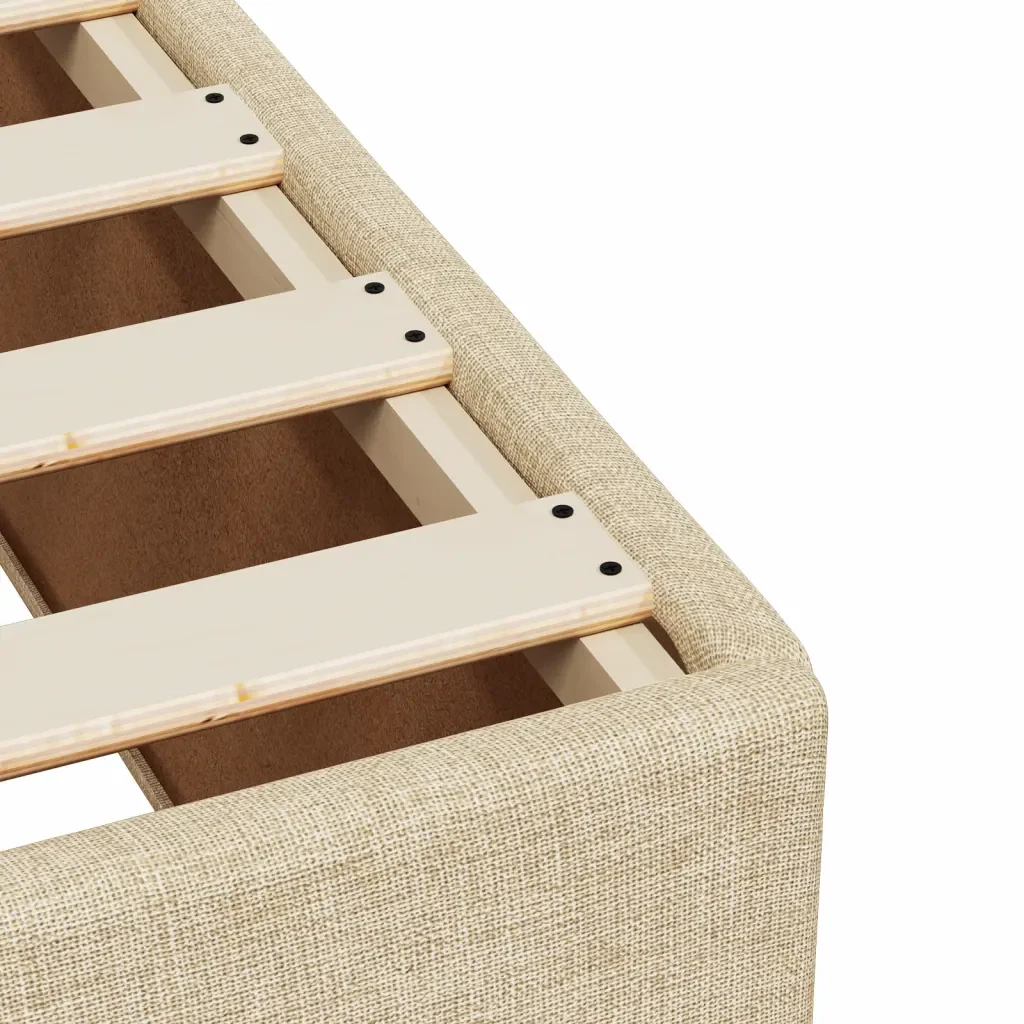 Letto singolo | Letto per adulti | Giroletto senza Materasso Crema 100x200 cm in Tessuto - Image 7