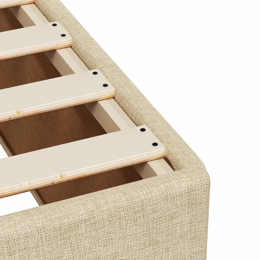 Letto singolo | Letto per adulti | Giroletto senza Materasso Crema 80x200 cm in Tessuto - Image 7