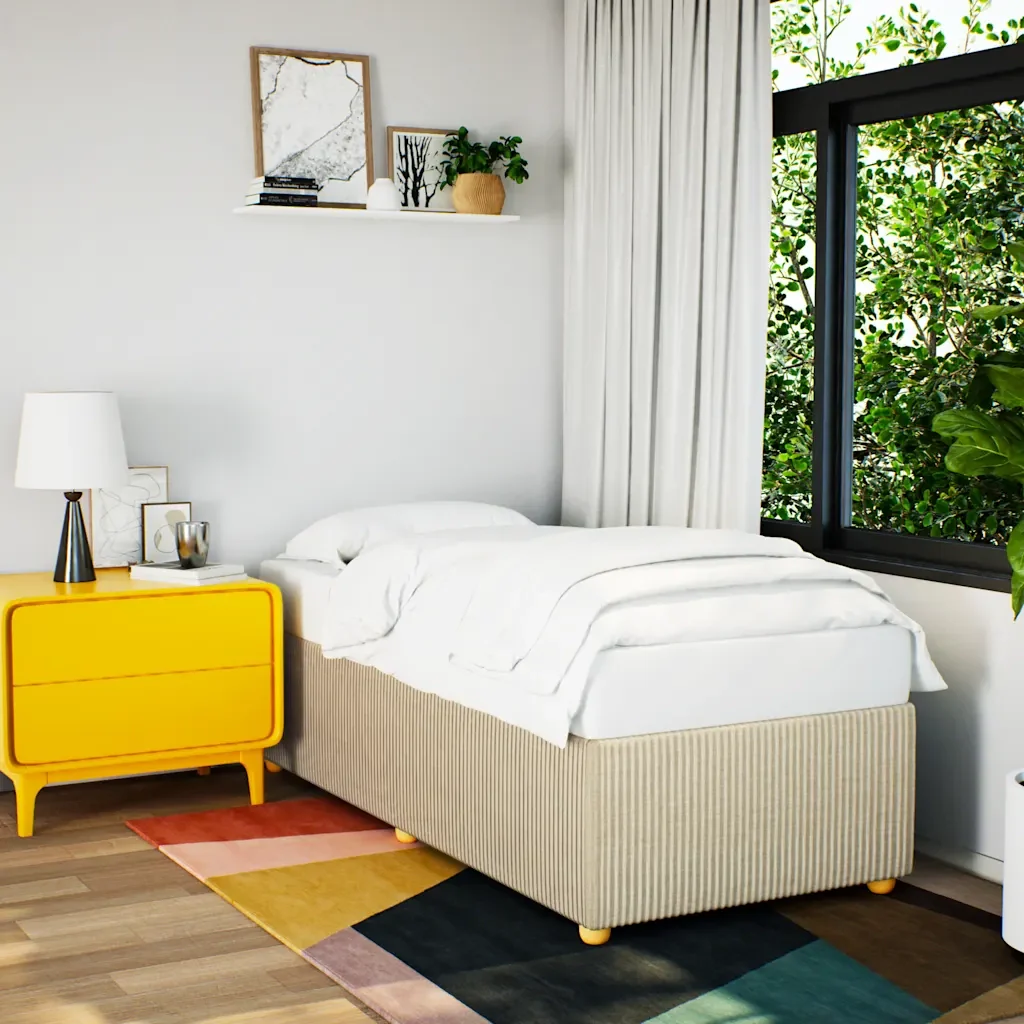 Letto singolo | Letto per adulti | Giroletto senza Materasso Crema 80x200 cm in Tessuto - Image 2