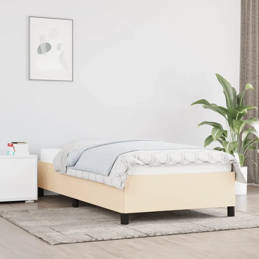 Letto singolo | Letto per adulti | Giroletto senza Materasso Crema 80x200 cm in Tessuto - Image 2