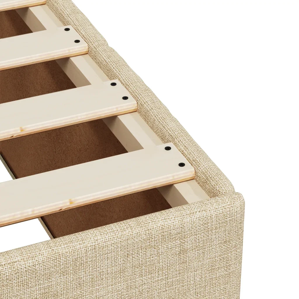 Letto singolo | Letto per adulti | Giroletto senza Materasso Crema 90x190 cm in Tessuto - Image 7