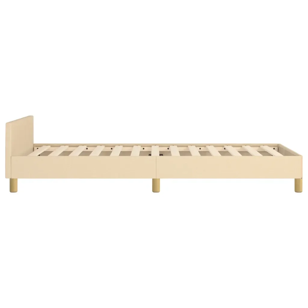 Letto singolo | Letto per adulti | Giroletto senza Materasso Crema 90x200 cm in Tessuto - Image 7