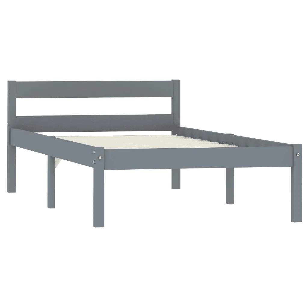 Letto singolo | Letto per adulti | Giroletto senza Materasso Grigio 100x200 cm in Legno di Pino - Image 2