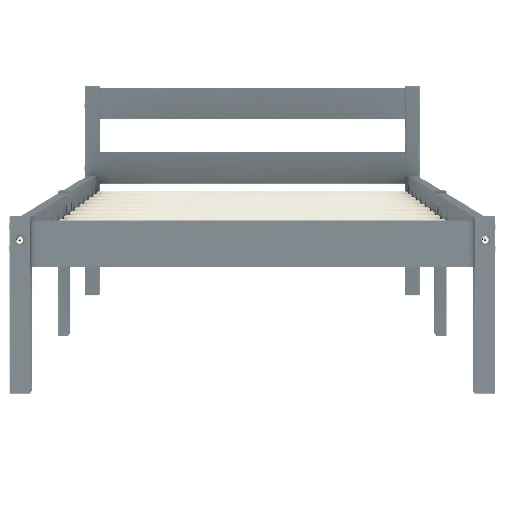 Letto singolo | Letto per adulti | Giroletto senza Materasso Grigio 100x200 cm in Legno di Pino - Image 3