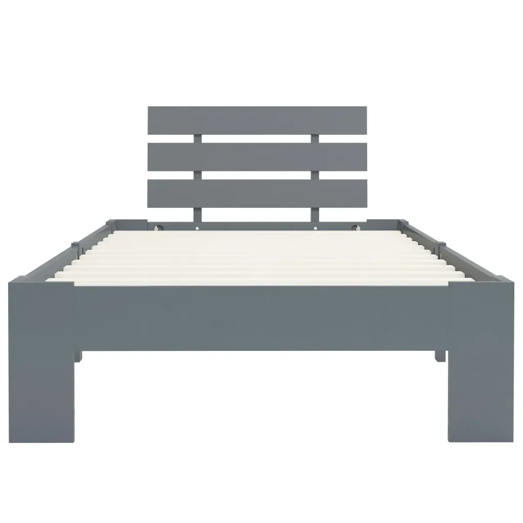 Letto singolo | Letto per adulti | Giroletto senza Materasso Grigio 100x200 cm in Legno di Pino - Image 4