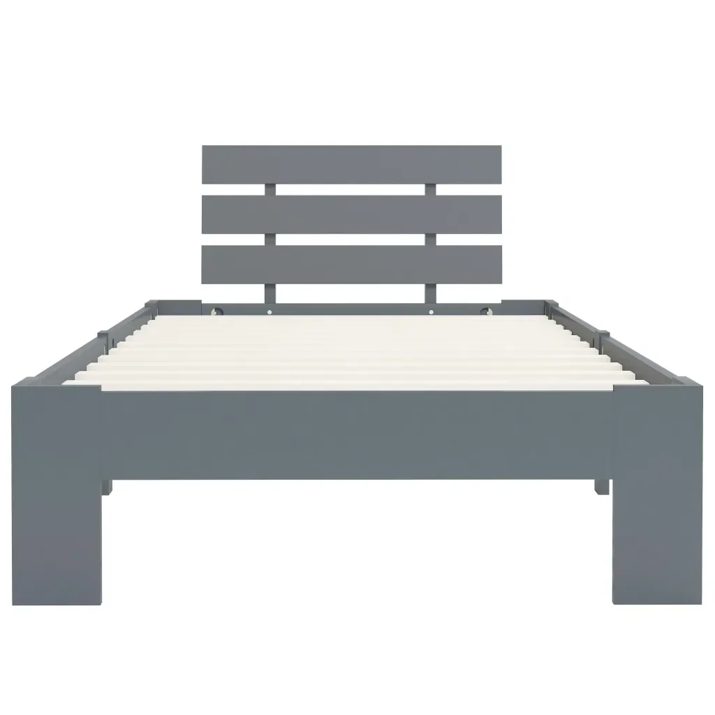 Letto singolo | Letto per adulti | Giroletto senza Materasso Grigio 90x200 cm in Legno di Pino - Image 3