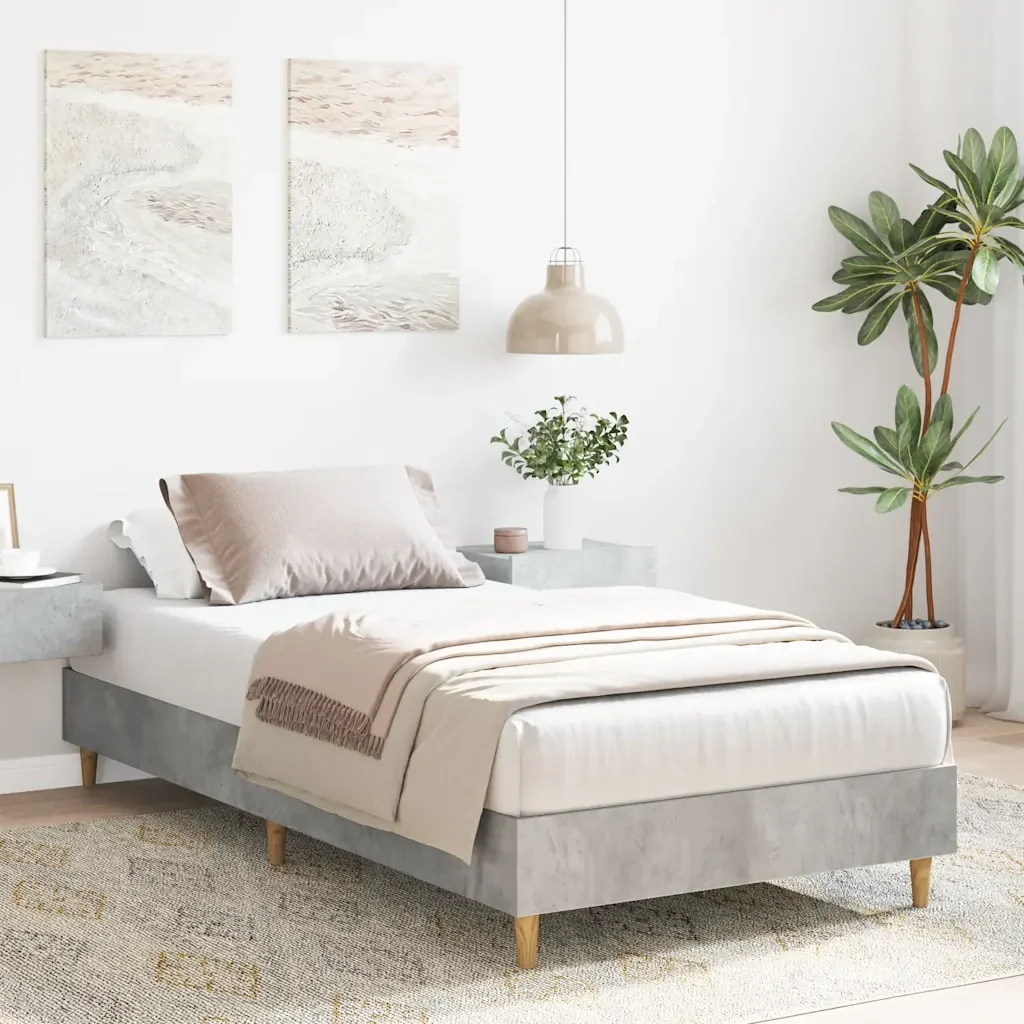 Letto singolo | Letto per adulti | Giroletto senza Materasso Grigio Cemento 100x200 cm Truciolato - Image 4