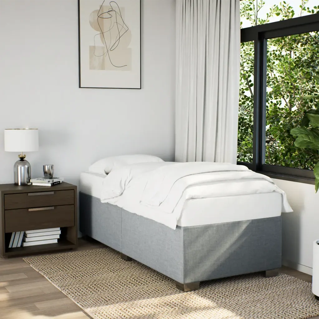 Letto singolo | Letto per adulti | Giroletto senza Materasso Grigio Chiaro 100x200 cm Tessuto - Image 2