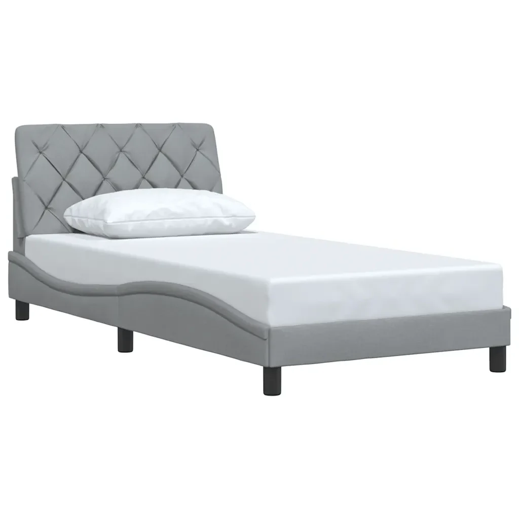 Letto singolo | Letto per adulti | Giroletto senza Materasso Grigio Chiaro 100x200 cm Tessuto - Image 4