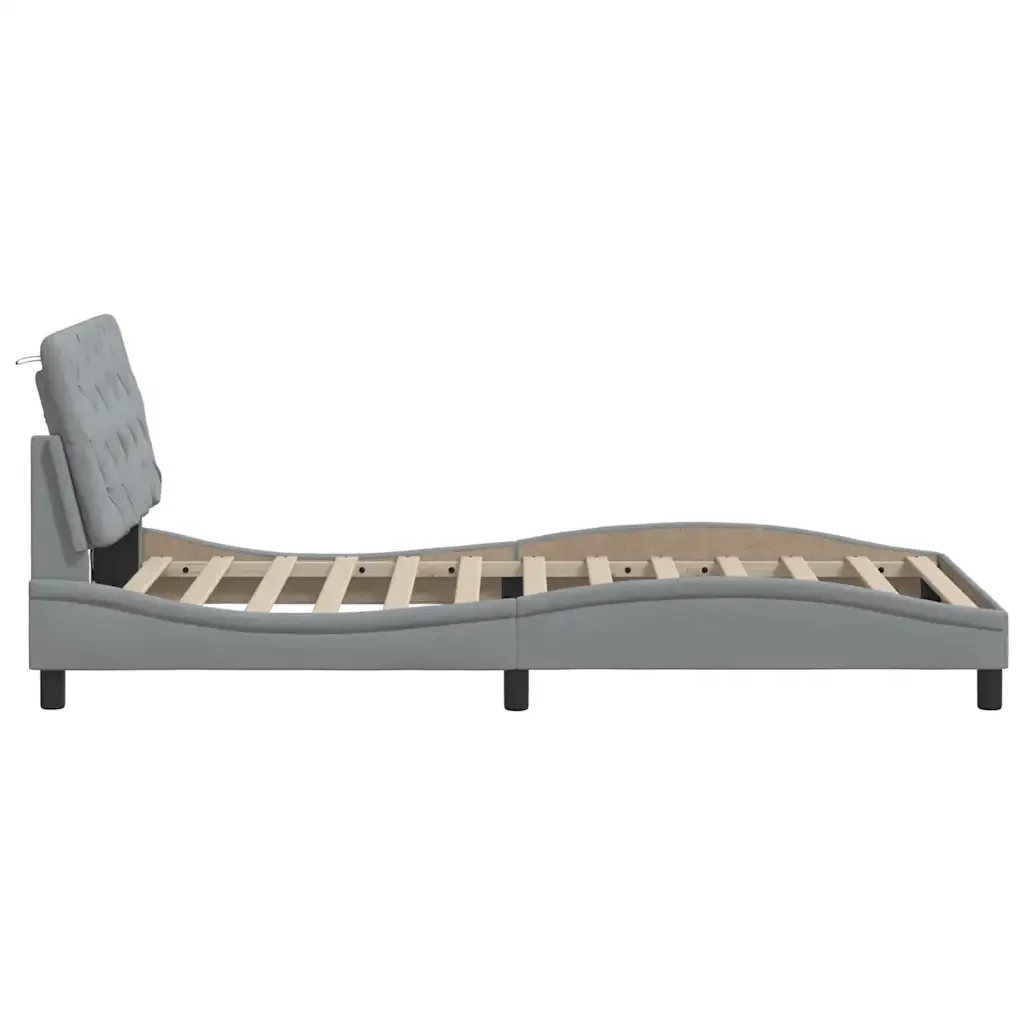 Letto singolo | Letto per adulti | Giroletto senza Materasso Grigio Chiaro 100x200 cm Tessuto - Image 8