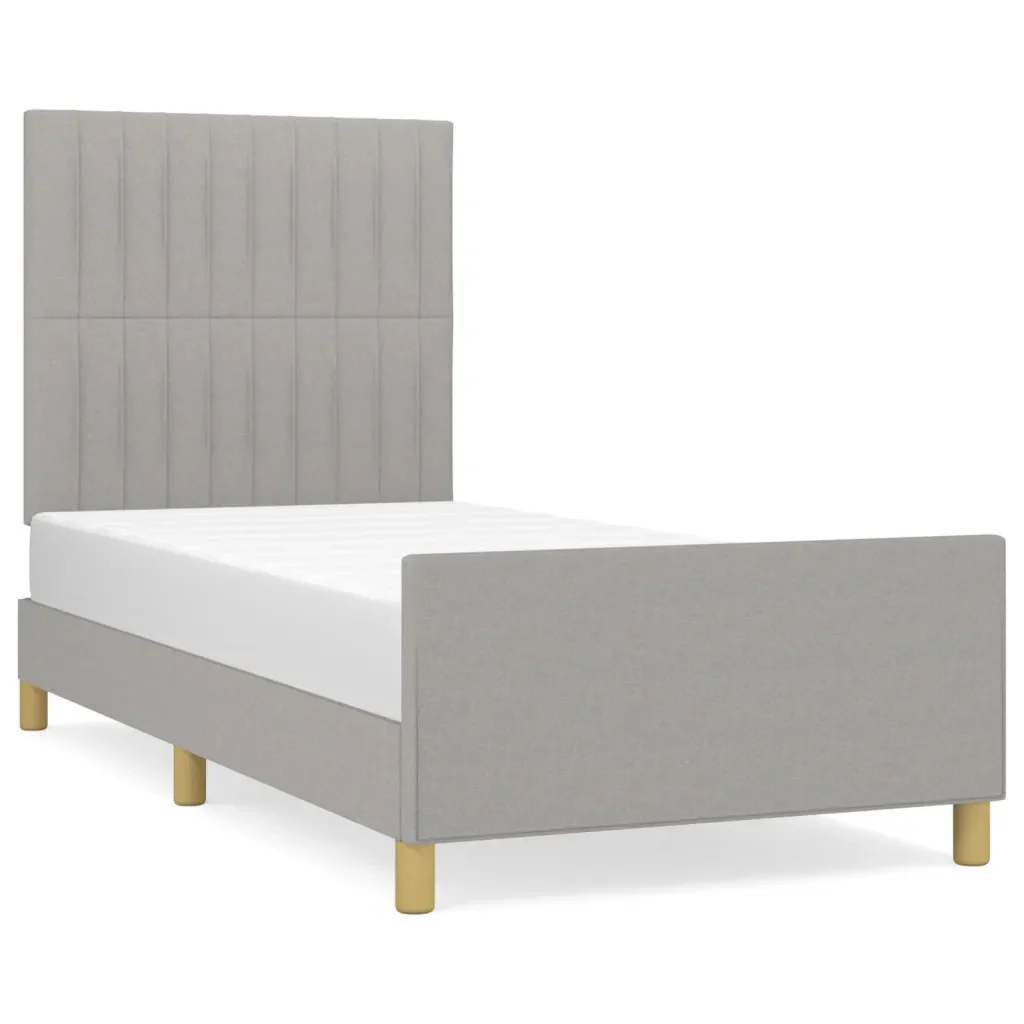 Letto singolo | Letto per adulti | Giroletto senza Materasso Grigio Chiaro 100x200 cm Tessuto