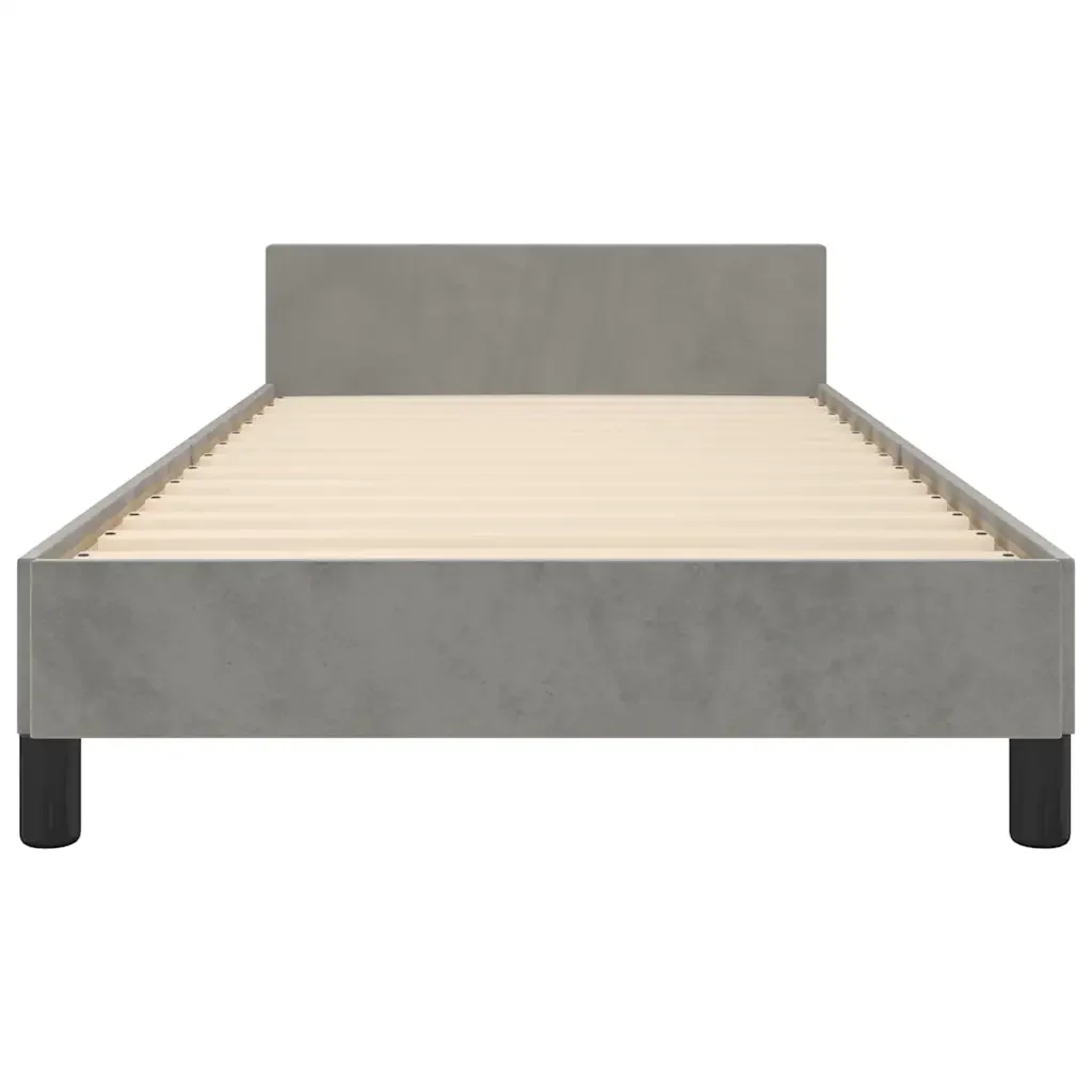 Letto singolo | Letto per adulti | Giroletto senza Materasso Grigio Chiaro 100x200 cm Velluto - Image 6