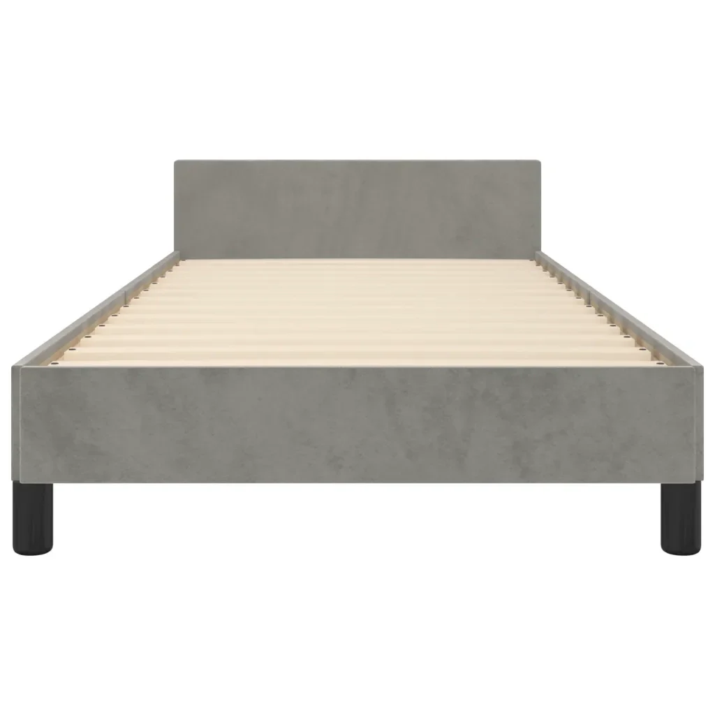 Letto singolo | Letto per adulti | Giroletto senza Materasso Grigio Chiaro 100x200 cm Velluto - Image 6
