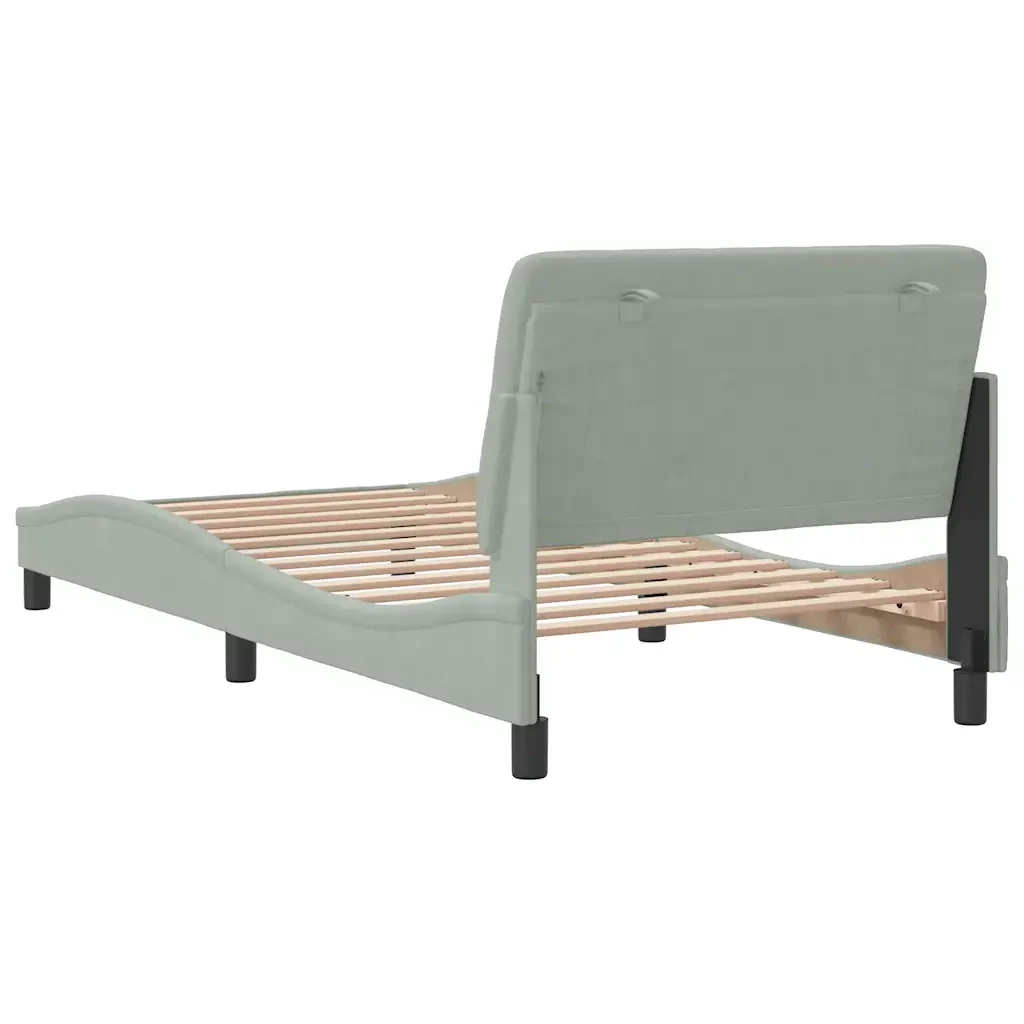 Letto singolo | Letto per adulti | Giroletto senza Materasso Grigio Chiaro 100x200 cm Velluto - Image 7