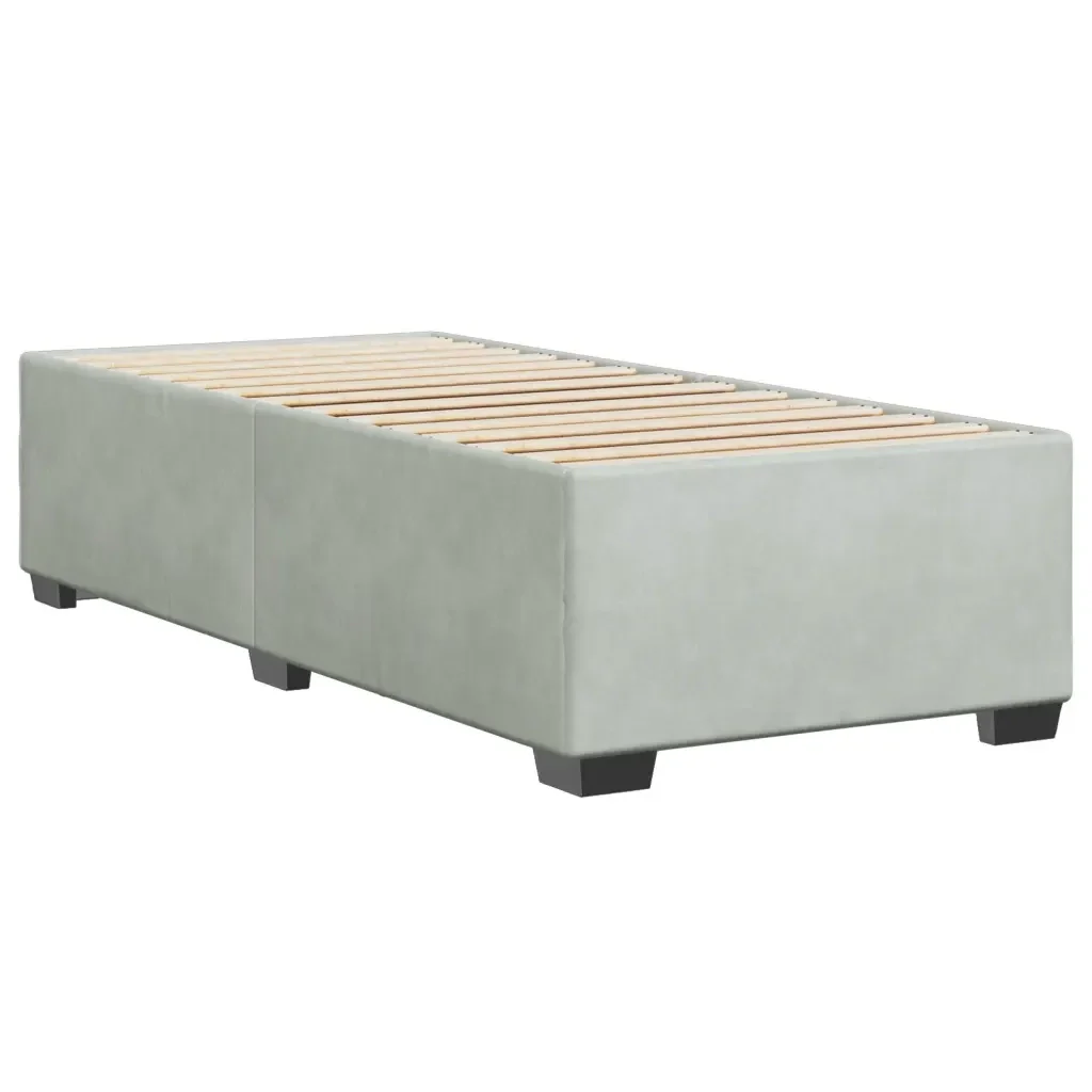 Letto singolo | Letto per adulti | Giroletto senza Materasso Grigio Chiaro 100x200 cm Velluto - Image 4