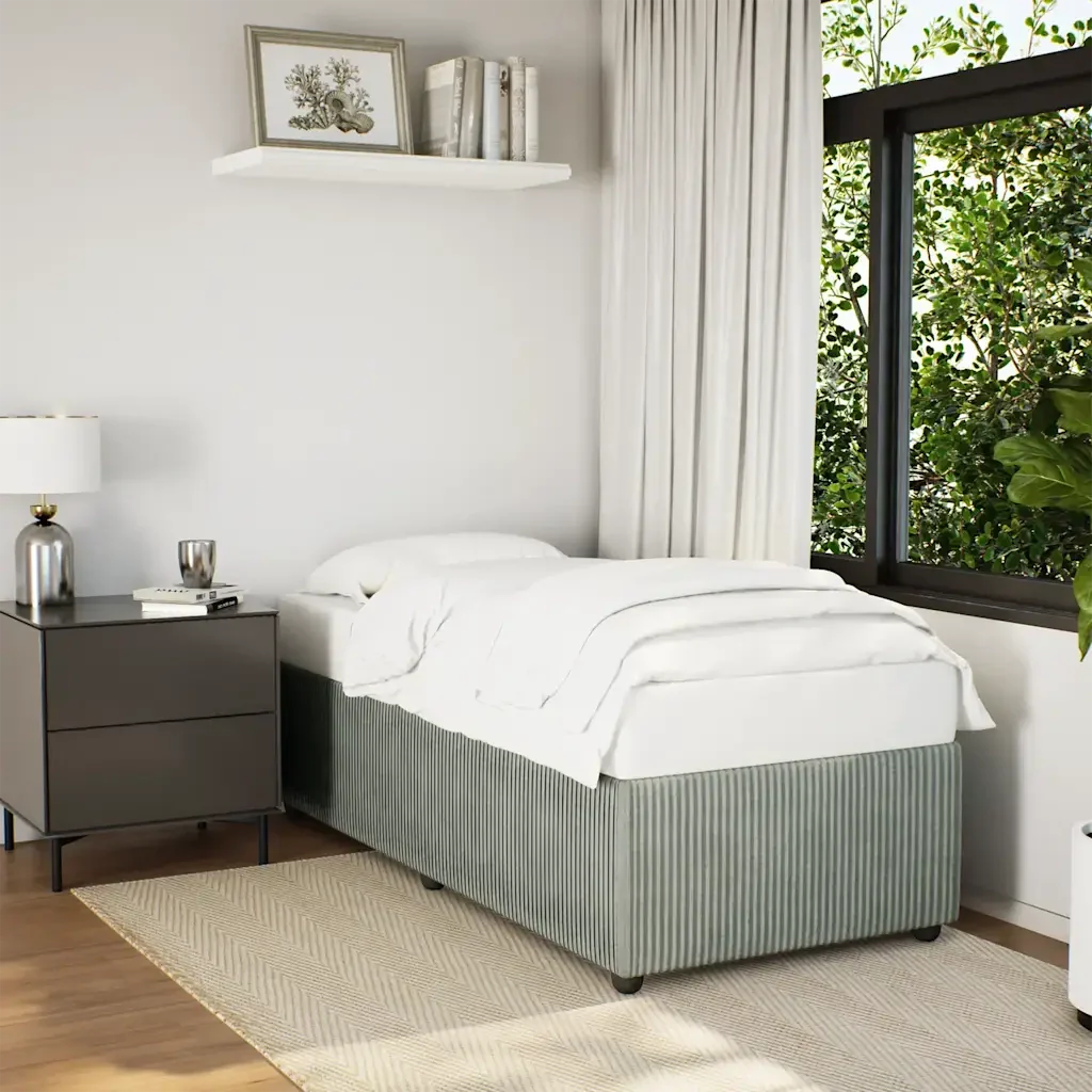 Letto singolo | Letto per adulti | Giroletto senza Materasso Grigio Chiaro 100x200 cm Velluto - Image 2