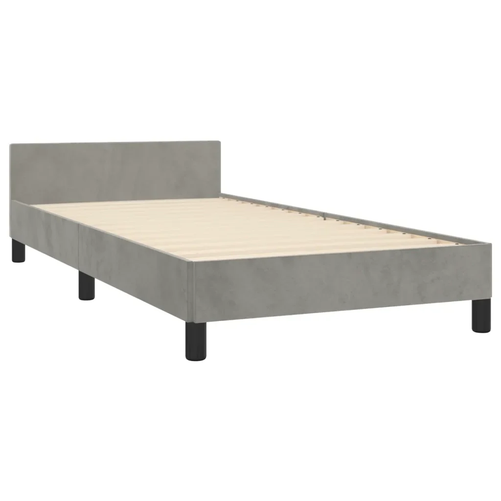 Letto singolo | Letto per adulti | Giroletto senza Materasso Grigio Chiaro 100x200 cm Velluto - Image 5