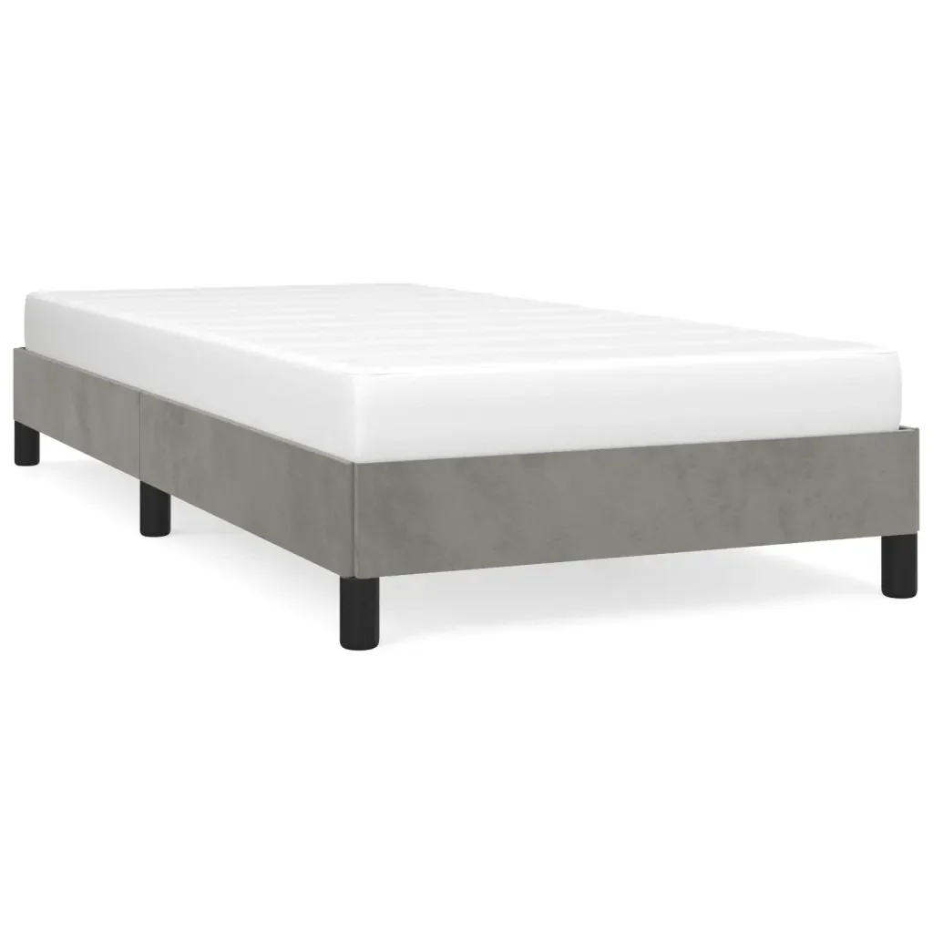 Letto singolo | Letto per adulti | Giroletto senza Materasso Grigio Chiaro 100x200 cm Velluto
