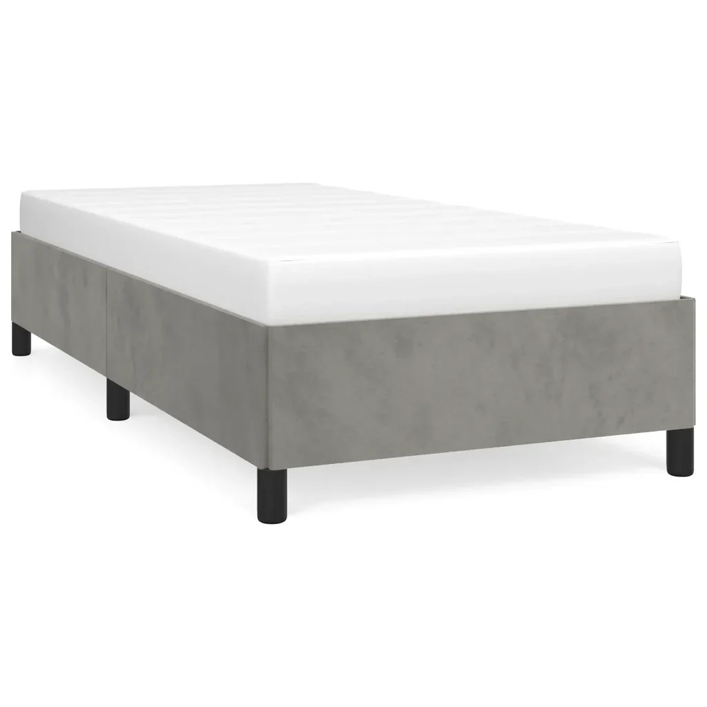 Letto singolo | Letto per adulti | Giroletto senza Materasso Grigio Chiaro 100x200 cm Velluto