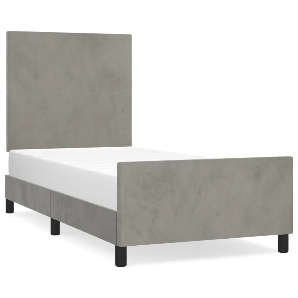 Letto singolo | Letto per adulti | Giroletto senza Materasso Grigio Chiaro 100x200 cm Velluto
