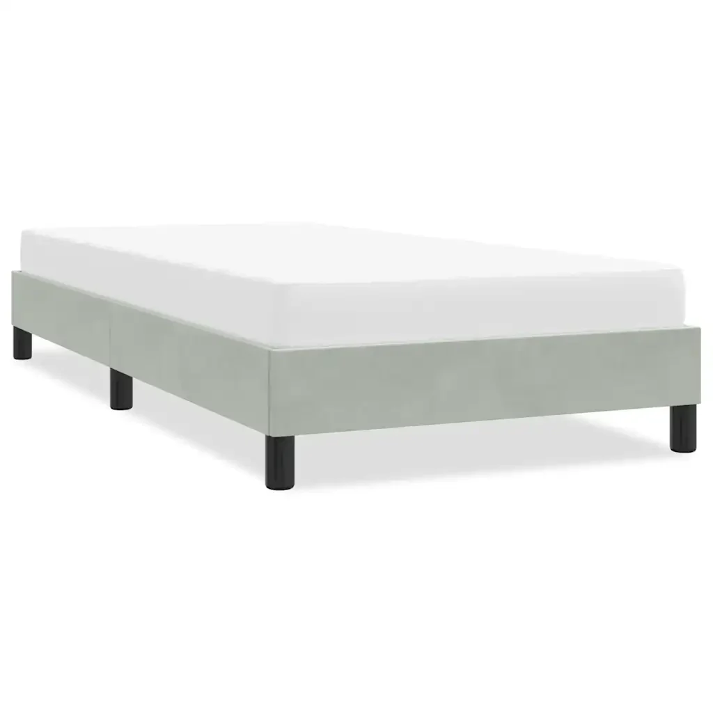 Letto singolo | Letto per adulti | Giroletto senza Materasso Grigio Chiaro 100x220 cm Velluto - Image 2