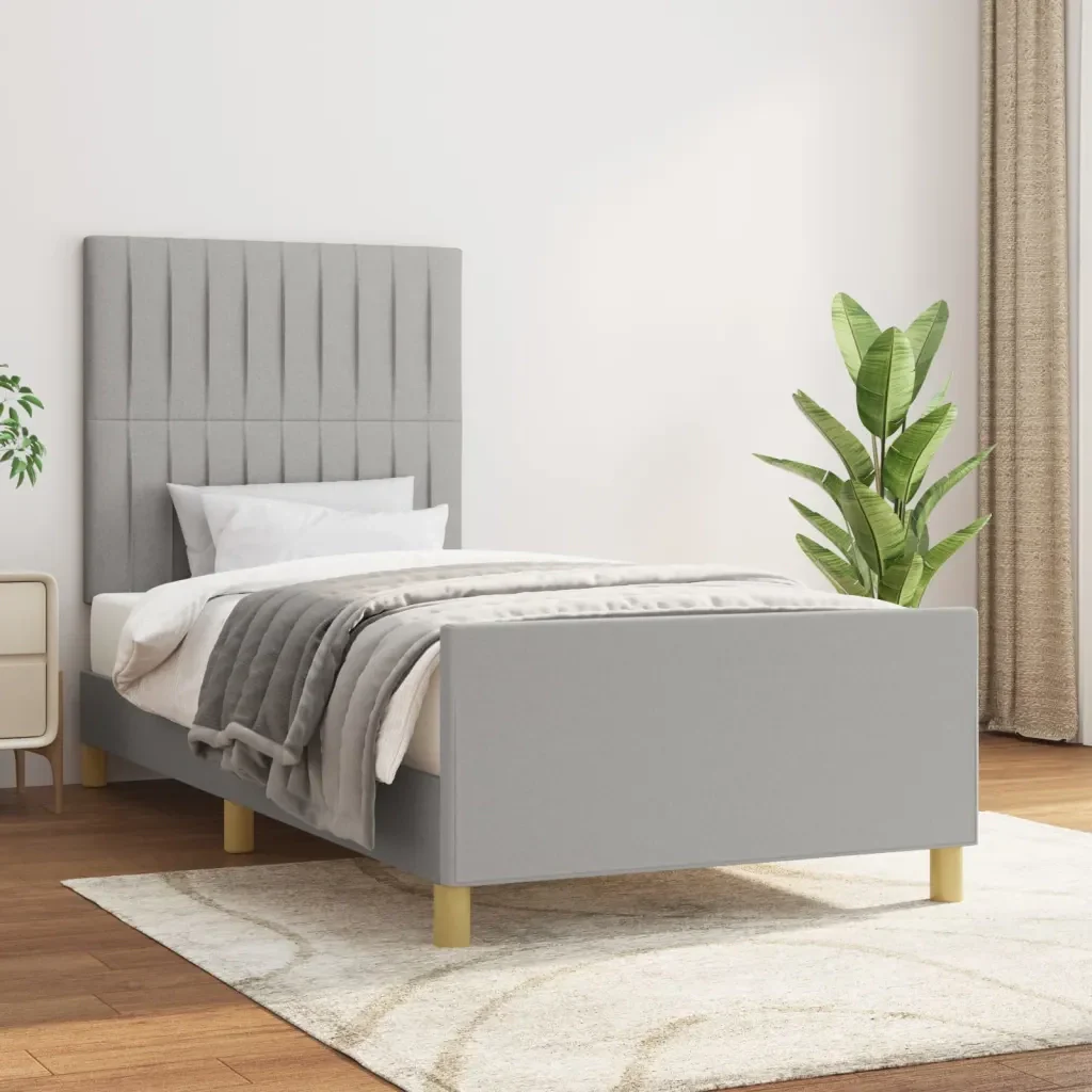 Letto singolo | Letto per adulti | Giroletto senza Materasso Grigio Chiaro 80x200 cm Tessuto - Image 2