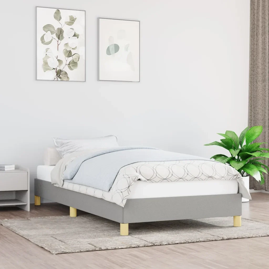 Letto singolo | Letto per adulti | Giroletto senza Materasso Grigio Chiaro 80x200 cm Tessuto - Image 2