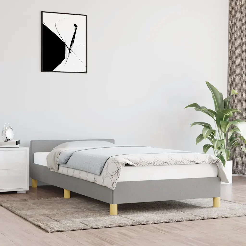 Letto singolo | Letto per adulti | Giroletto senza Materasso Grigio Chiaro 80x200 cm Tessuto - Image 2