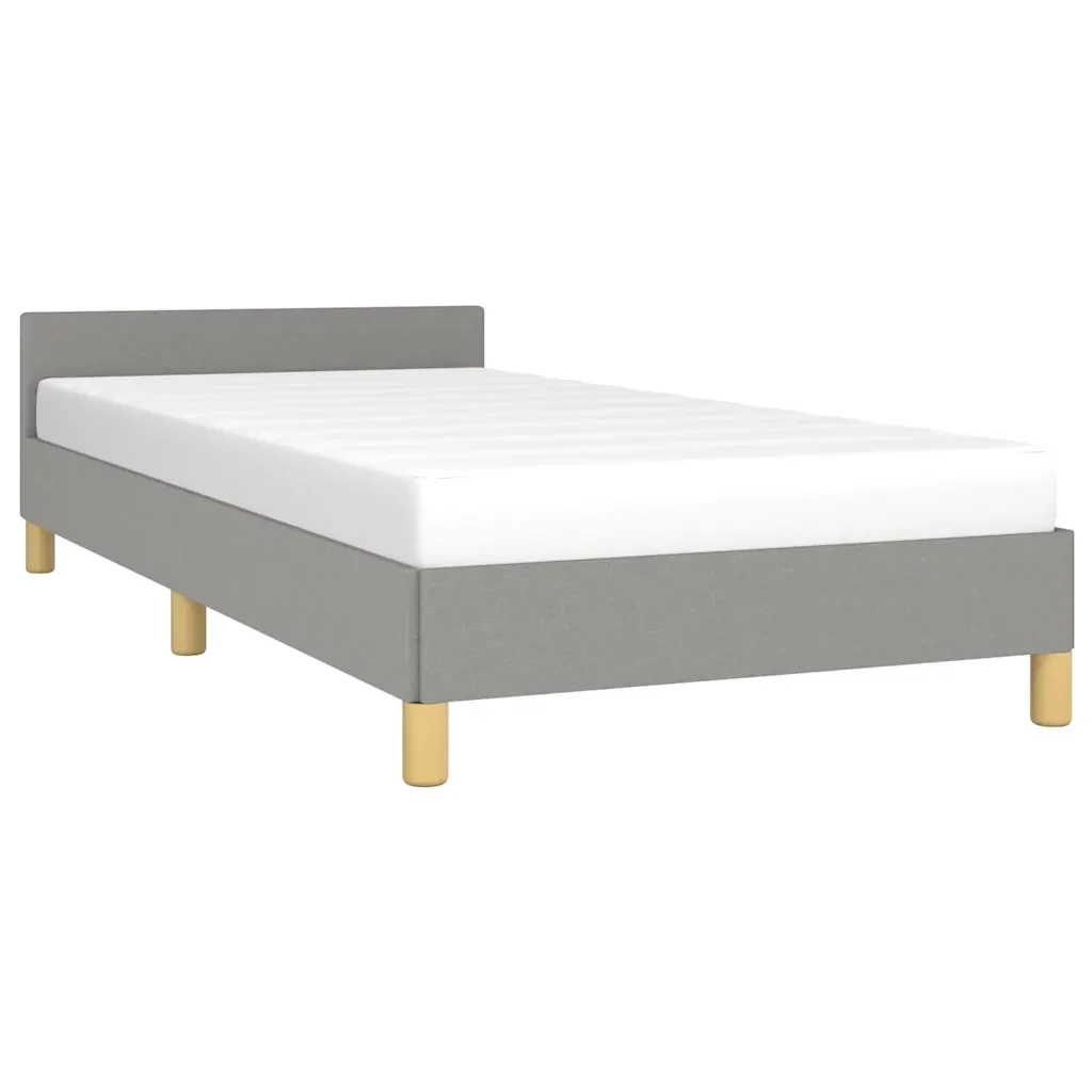 Letto singolo | Letto per adulti | Giroletto senza Materasso Grigio Chiaro 80x200 cm Tessuto - Image 3