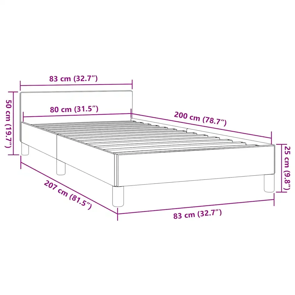 Letto singolo | Letto per adulti | Giroletto senza Materasso Grigio Chiaro 80x200 cm Tessuto - Image 9