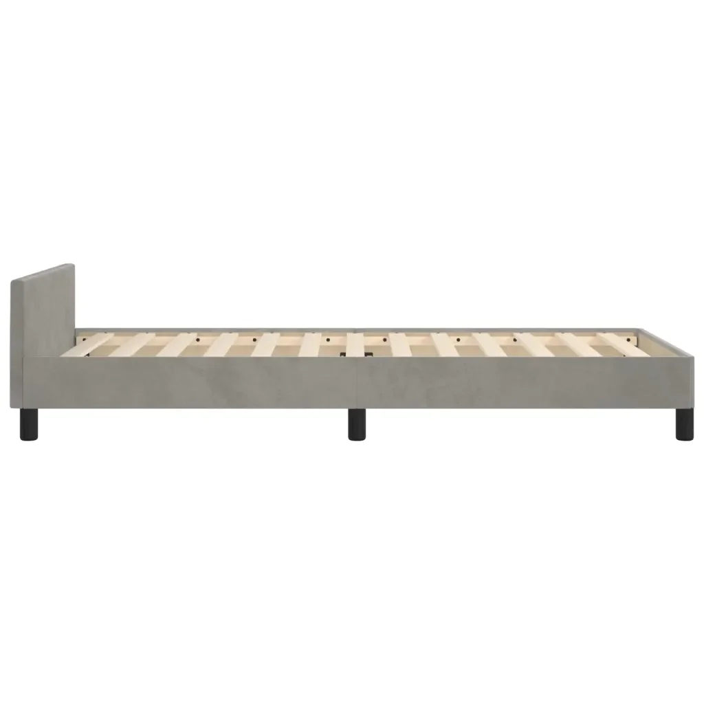 Letto singolo | Letto per adulti | Giroletto senza Materasso Grigio Chiaro 80x200 cm Velluto - Image 7