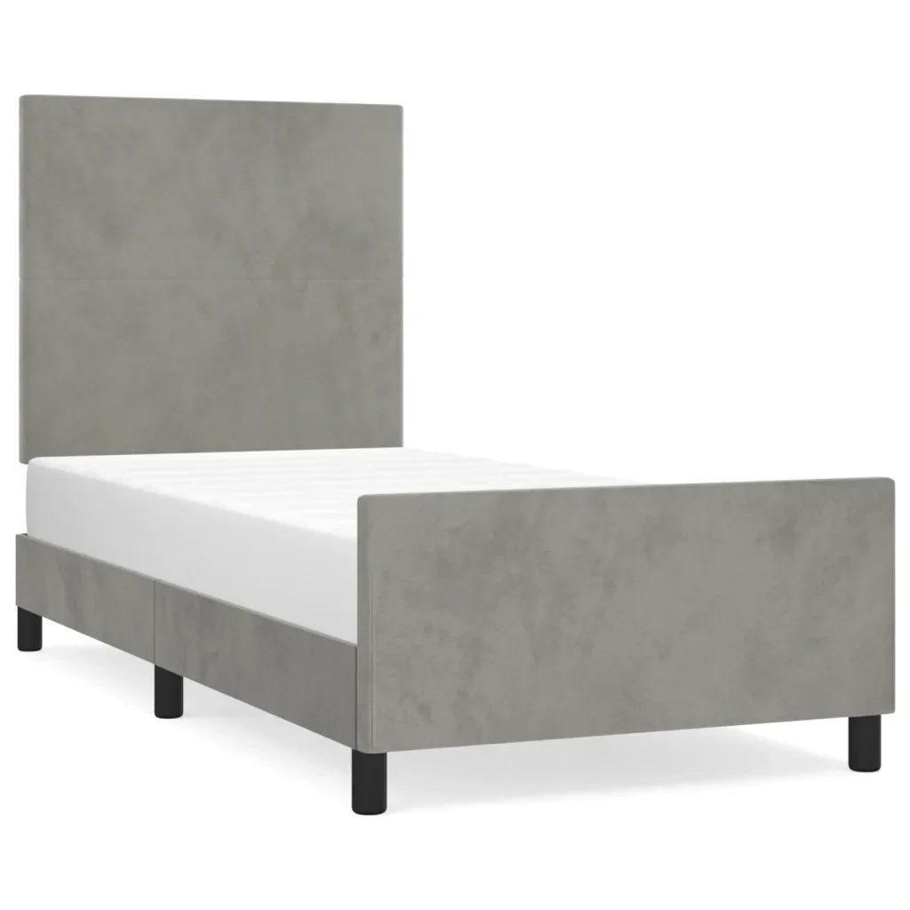 Letto singolo | Letto per adulti | Giroletto senza Materasso Grigio Chiaro 80x200 cm Velluto
