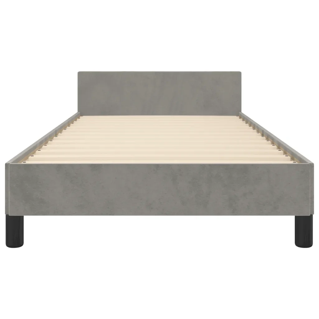 Letto singolo | Letto per adulti | Giroletto senza Materasso Grigio Chiaro 80x200 cm Velluto - Image 6